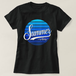 Zomer Vibes Ronde Retro Zonsondergang Dames T-shirt
