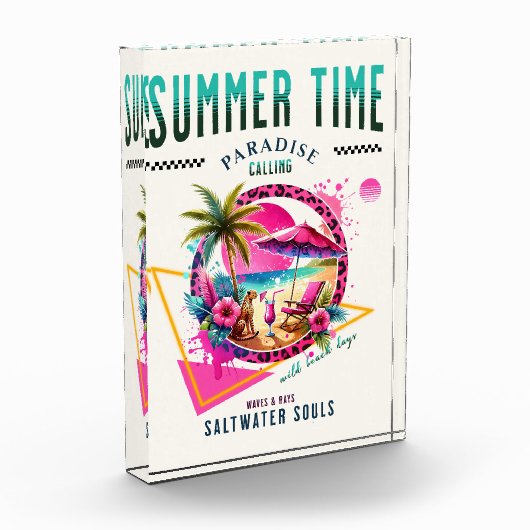 Zomer Vibes, Roze Luipaard Ontwerp voor Stranddage Fotoblokken (Links)