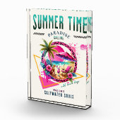 Zomer Vibes, Roze Luipaard Ontwerp voor Stranddage Fotoblokken (Rechts)