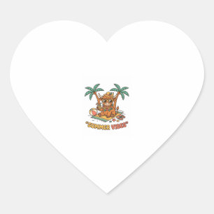 Zomer Vibes Schattige Hoogland Koe Strand Vakantie Hart Sticker