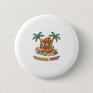 Zomer Vibes Schattige Hoogland Koe Strand Vakantie Ronde Button 5,7 Cm