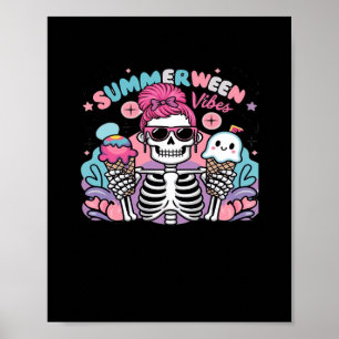 Zomer Vibes Skeleton Ice Cream Zomervakantie Poster