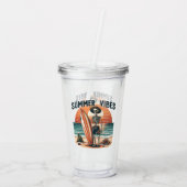 Zomer Vibes Skeleton Surfer Sunset Beach Design Acryl Drinkbeker (Achterkant)