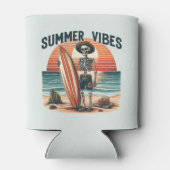 Zomer Vibes Skeleton Surfer Sunset Beach Design Blikjeskoeler (Achterkant)