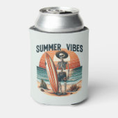 Zomer Vibes Skeleton Surfer Sunset Beach Design Blikjeskoeler (Blikje Achterkant)