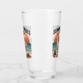 Zomer Vibes Skeleton Surfer Sunset Beach Design Glas (Links)