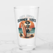 Zomer Vibes Skeleton Surfer Sunset Beach Design Glas (Voorkant)