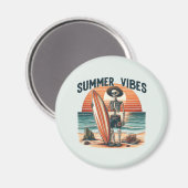 Zomer Vibes Skeleton Surfer Sunset Beach Design Magneet (Voorkant / Achterkant)
