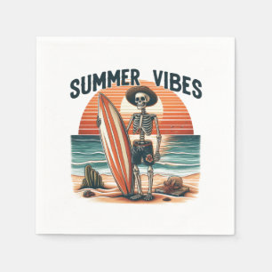Zomer Vibes Skeleton Surfer Sunset Beach Design Servet