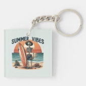Zomer Vibes Skeleton Surfer Sunset Beach Design Sleutelhanger (Achterkant)
