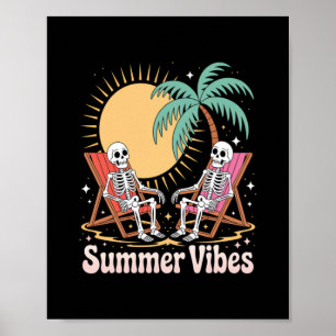 Zomer Vibes Skeleton Zomer Vakantie Strand Poster