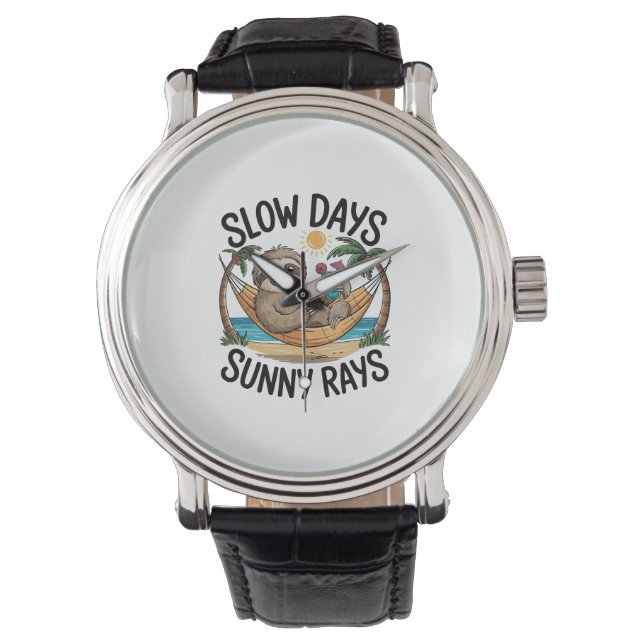 Zomer Vibes Sloth Funny Lazy Float Horloge (Voorkant)