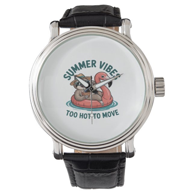 Zomer Vibes Sloth Funny Lazy Float Horloge (Voorkant)