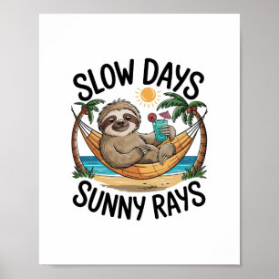 Zomer Vibes Sloth Funny Lazy Float Poster