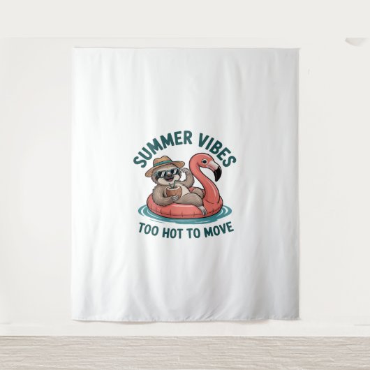 Zomer Vibes Sloth Funny Lazy Float Wandkleed (Voorkant)