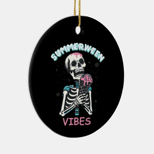 Zomer Vibes Spooky Summer Pumpkin Classic Keramisch Ornament (Rechts)