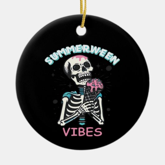 Zomer Vibes Spooky Summer Pumpkin Classic Keramisch Ornament (Voorkant)