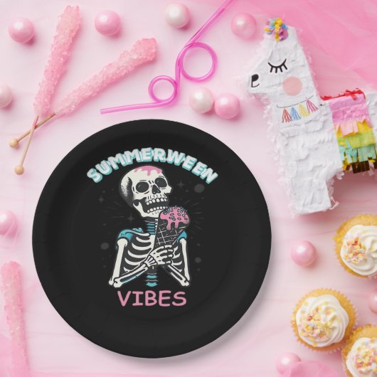 Zomer Vibes Spooky Summer Pumpkin Classic Papieren Bordje (Feest)