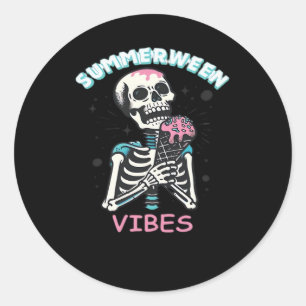 Zomer Vibes Spooky Summer Pumpkin Classic Ronde Sticker