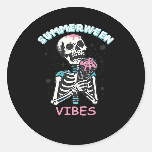Zomer Vibes Spooky Summer Pumpkin Classic Ronde Sticker (Voorkant)