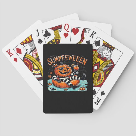 Zomer Vibes Spooky Zomer Pompoen Oversized Pokerkaarten (Achterkant)
