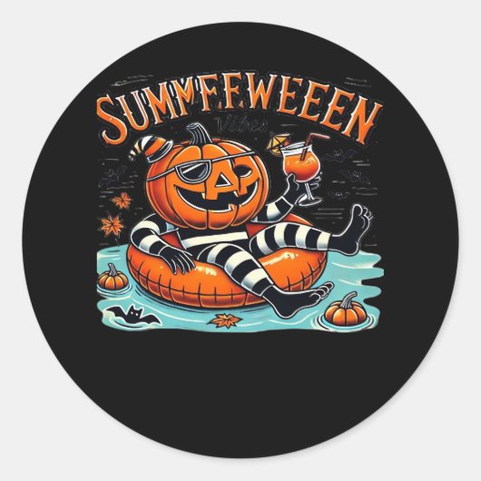 Zomer Vibes Spooky Zomer Pompoen Oversized Ronde Sticker (Voorkant)