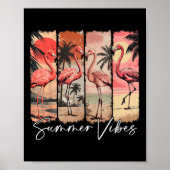 Zomer Vibes Strand Roze Flamingo Palmboom Zomer Poster (Voorkant)