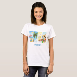 Zomer Vibes Sublimatie T-shirt   Retro Beach Sce