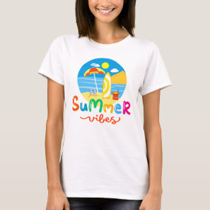 Zomer Vibes Surfplank Op Strand Dames T-shirt