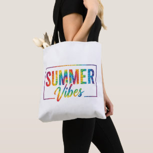 ZOMER Vibes Tie-Dye T-Shirt – Kleurrijke Regenboog Tote Bag