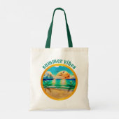 Zomer Vibes, Tropisch strand Sunset Design Tote Bag (Achterkant)