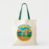 Zomer Vibes, Tropisch strand Sunset Design Tote Bag (Voorkant)
