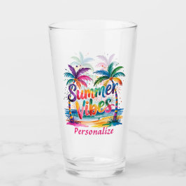 Zomer Vibes Tropische Palm Tree Oceaan Kleurrijk Glas