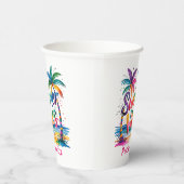 Zomer Vibes Tropische Palm Tree Oceaan Kleurrijk Papieren Bekers (Rechts)