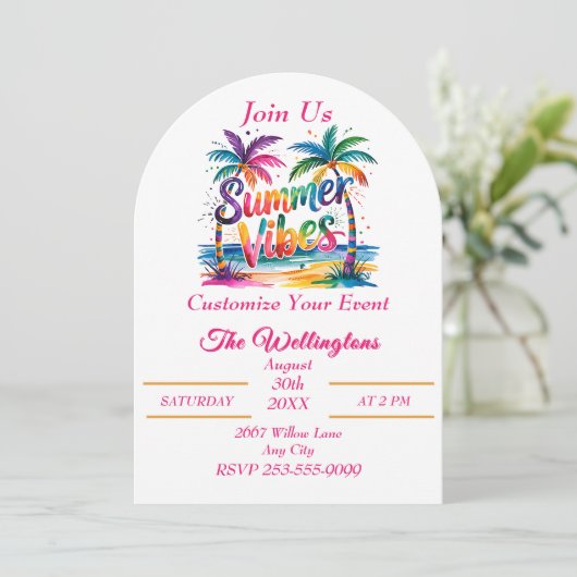 Zomer Vibes Tropische Palm Tree Ocean Customize Kaart (Staand voorkant)