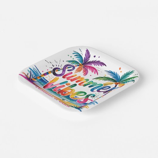 Zomer Vibes Tropische Palm Tree Ocean Customize Papieren Bordje (Gebogen)