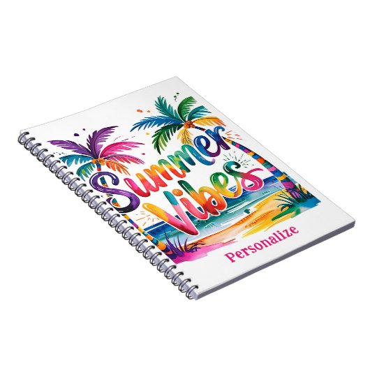 Zomer Vibes Tropische Palm Tree Ocean gepersonalis Notitieboek (Rechterzijde)