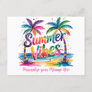 Zomer Vibes Tropische Palmbomen & Ocean Sunset Aankondigingskaart
