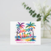 Zomer Vibes Tropische Palmbomen & Ocean Sunset Aankondigingskaart (Staand voorkant)