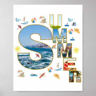 Zomer Vibes Typografie Collage Kunst Poster