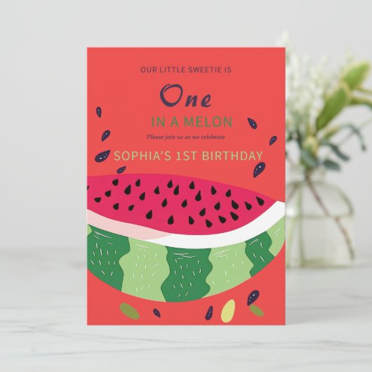 Zomer Vibes Watermeloen Feest Uitnodiging (Staand voorkant)