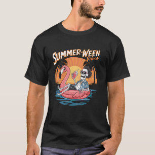 Zomer Vibes Zomer Halloween Skelet Vlammen T-shirt