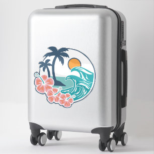 Zomer Vibes Zonsondergang Strand, Retro Vintage zo Sticker