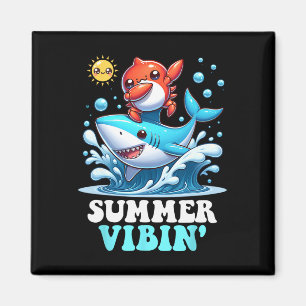 Zomer Vibin' Dabbing Krab Surfen Haai Zon Schattig Magneet