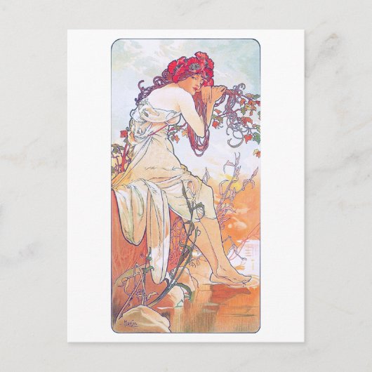 Zomer (vier seizoenen), Alphonse Mucha Briefkaart (Voorkant)
