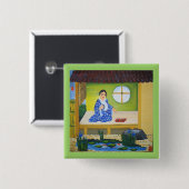 zomer vierkante button 5,1 cm (Voorkant /achterkant)