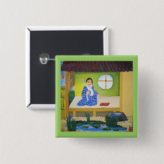 zomer vierkante button 5,1 cm (Voorkant /achterkant)