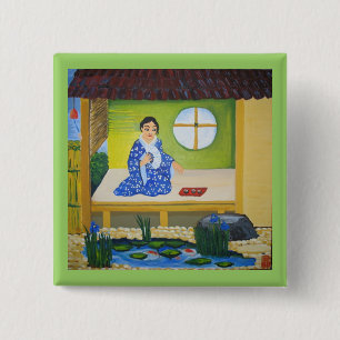 zomer vierkante button 5,1 cm