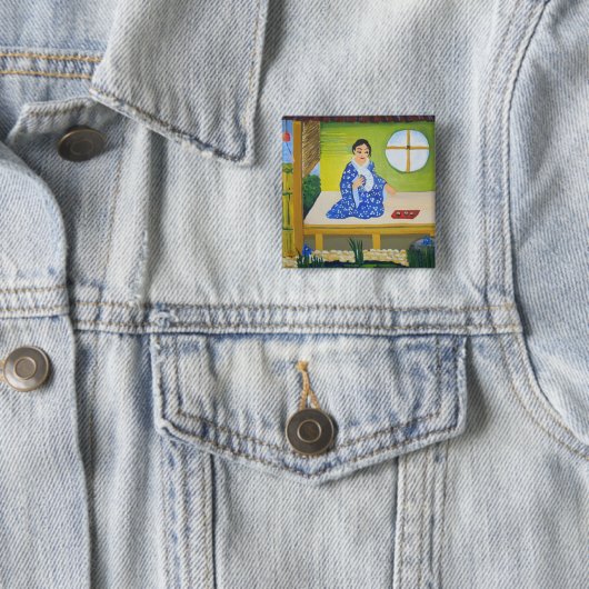 zomer vierkante button 5,1 cm (In situ)