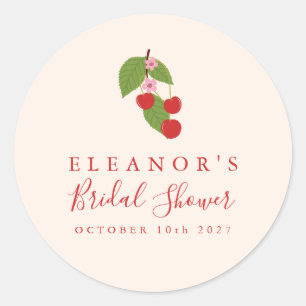 Zomer Vintage Rode Kersen Aangepaste Bruiloftsdouc Ronde Sticker